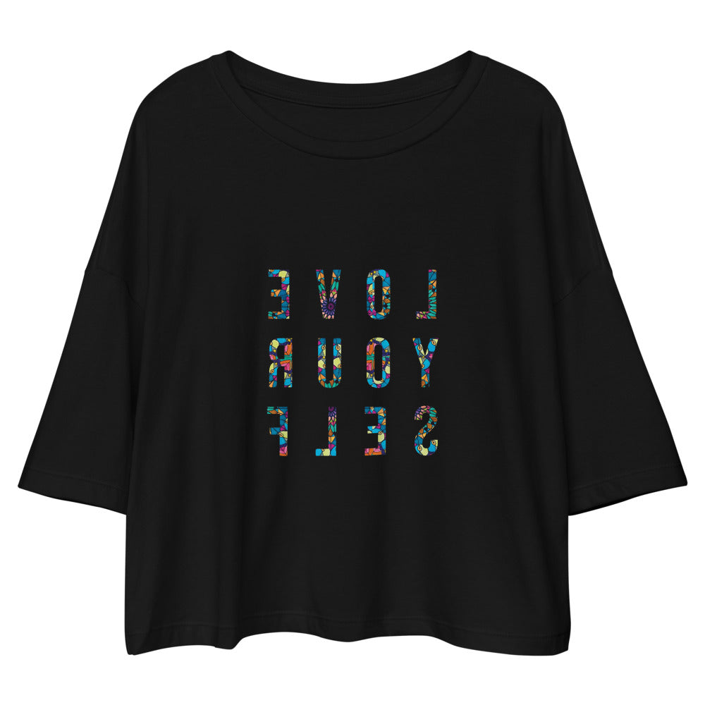 Love Your Self "Reflective Reminder/Selfie" 2022 Loose Drop Shoulder Crop Tee