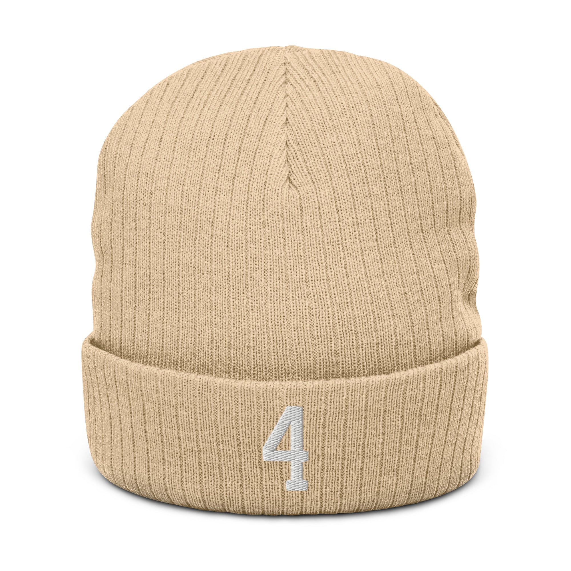 "FOUR" Ribbed knit beanie