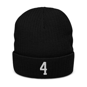 "FOUR" Ribbed knit beanie