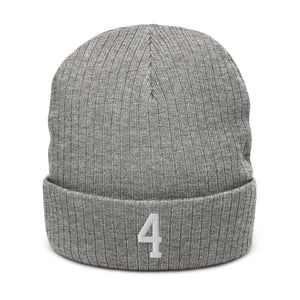 "FOUR" Ribbed knit beanie