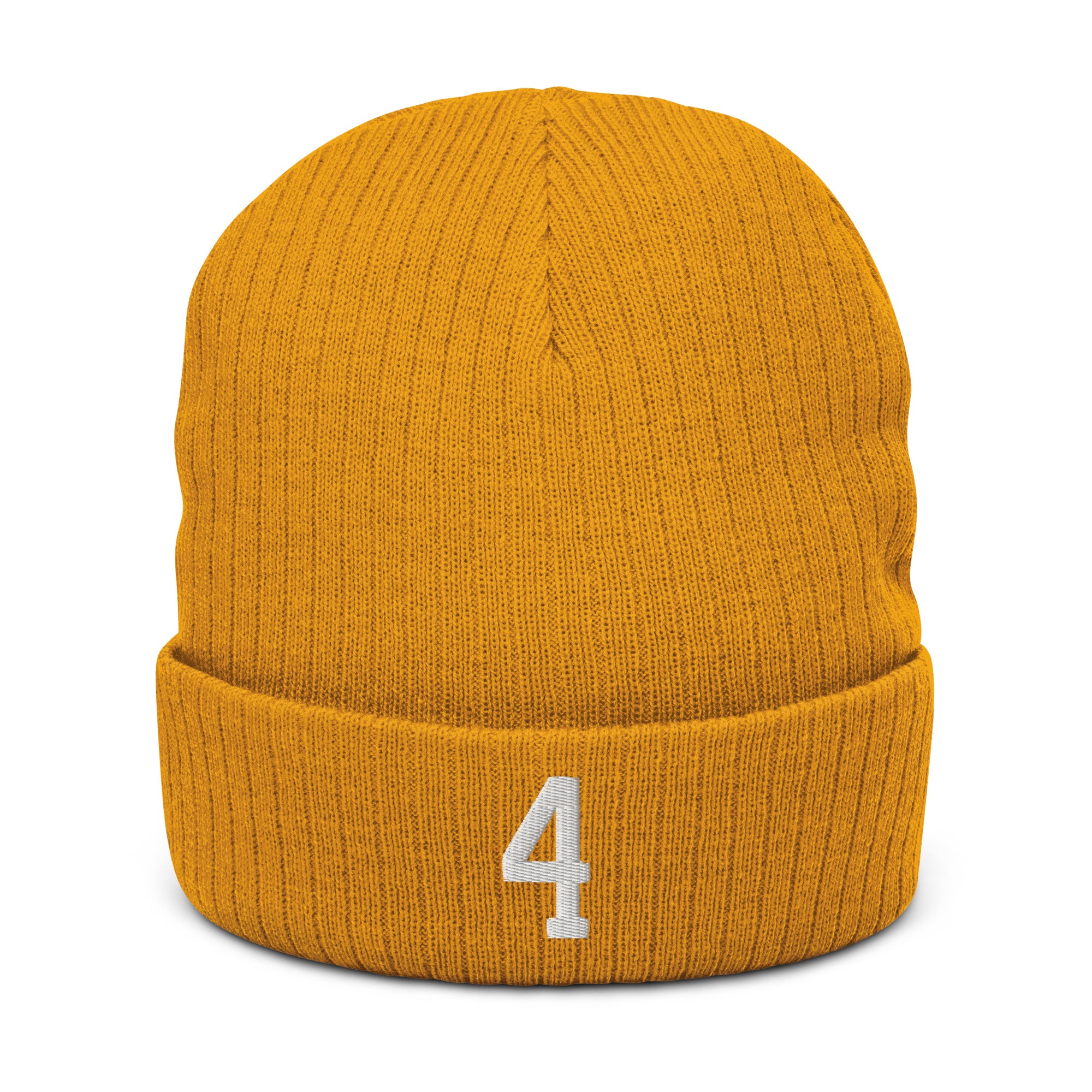 "FOUR" Ribbed knit beanie