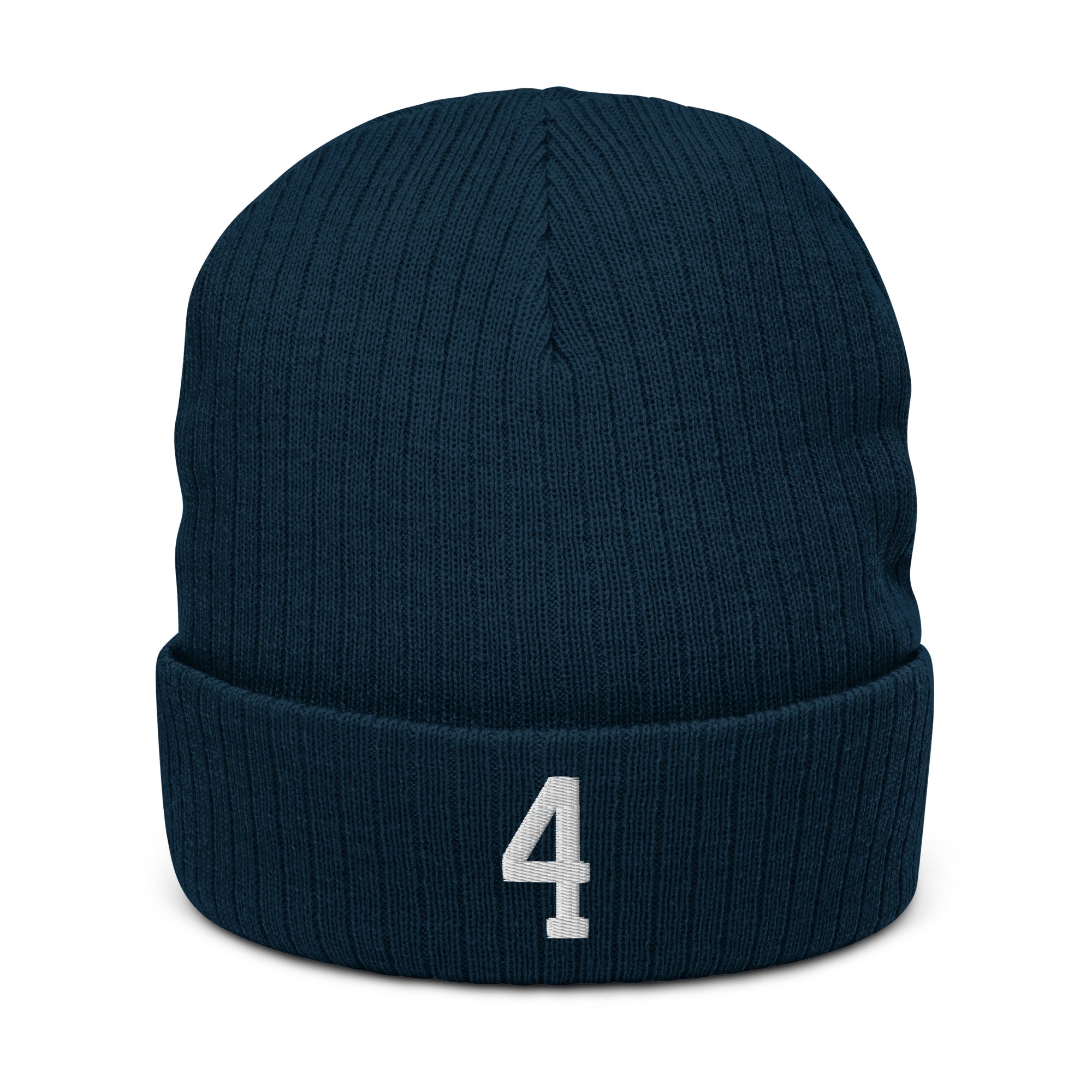 "FOUR" Ribbed knit beanie