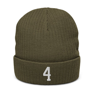 "FOUR" Ribbed knit beanie